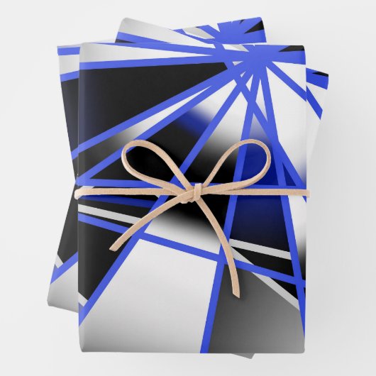 Mechanisch Zeichnend Mosaik mit blauer Farbenfüllu Geschenkpapier Set (Beispiel)