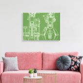 MECHANISCH ZEICHNEND VINTAGER BLUEPRINT WHITE CUST LEINWANDDRUCK (Insitu (Wohnzimmer))