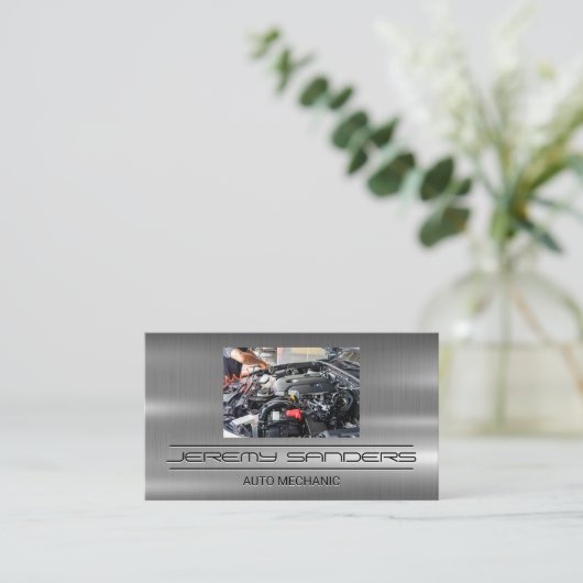 Mechanische Arbeiten am Motor | Techniker Visitenkarte (Stehend Vorderseite)