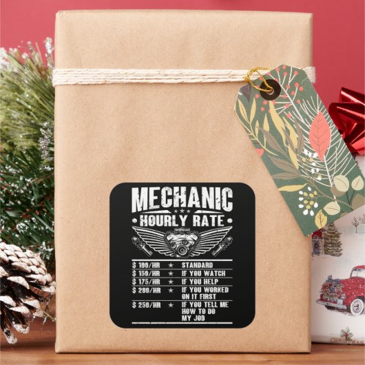 Mechanische Arbeitskräfte für Auto mit geringer St Quadratischer Aufkleber (Feiertag)