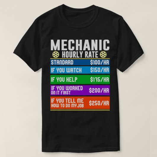 Mechanische Auto-Stundensätze für Fahrräder T-Shirt (Design vorne)