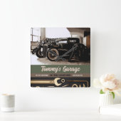 Mechanische Automotorradgarage Quadratische Wanduhr (Zuhause)