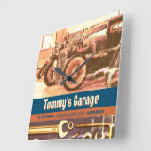 Mechanische Automotorradgarage Quadratische Wanduhr (Winkel)
