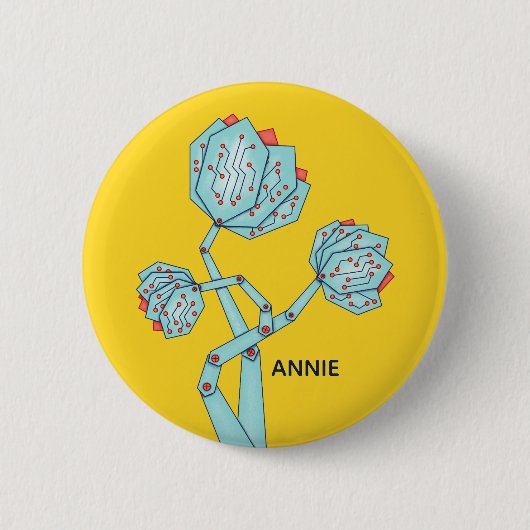 Mechanische Blume der Schalttafel Geek Girl Name Button (Vorderseite)