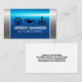 Mechanische Dienste | Blaugraues Metall Visitenkarte (Vorne/Hinten)