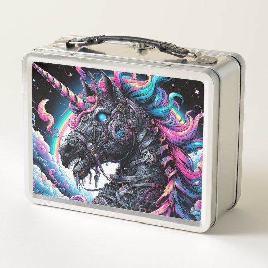 Mechanische Einhornlunchbox Metall Brotdose (Rückseite)