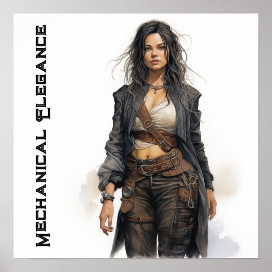 Mechanische Elegance Steampunk Young Woman Poster (Vorne)