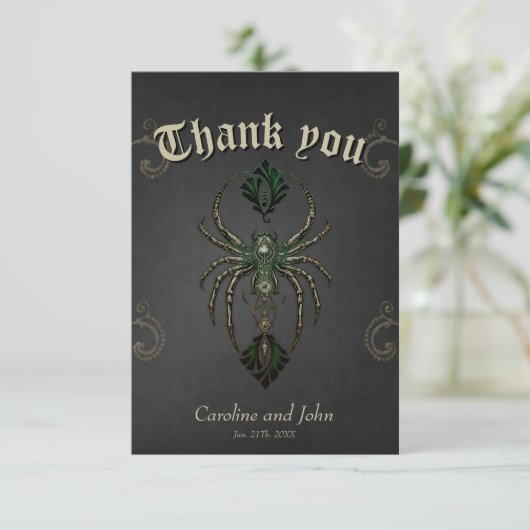 Mechanische Eleganz, die Spinne im Dunkeln Dankeskarte (Stehend Vorderseite)