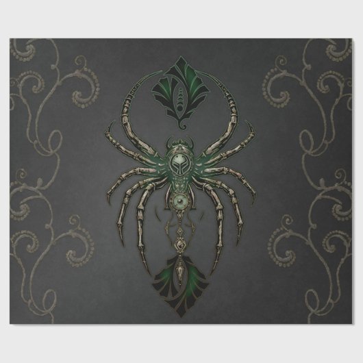 Mechanische Eleganz, die Spinne im Dunkeln. Geschenkpapier (Flach)