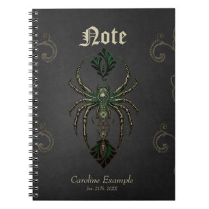 Mechanische Eleganz, die Spinne im Dunkeln. Notizblock