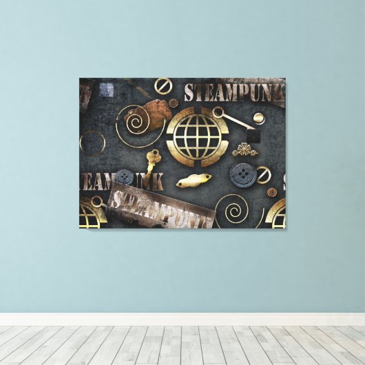 Mechanische Elemente im Dampfpunk Leinwanddruck (Insitu (Holzboden))