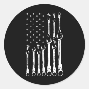 Mechanische Fahne Amerikanisches Flag Flag Mechani Runder Aufkleber