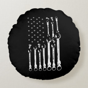 Mechanische Fahne Amerikanisches Flag Flag Mechani Rundes Kissen