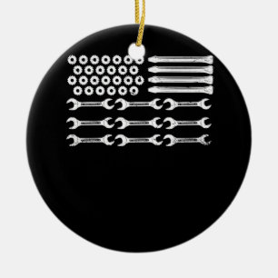 Mechanische Flag Patriotic Mechanic USA Flag unabh Keramik Ornament