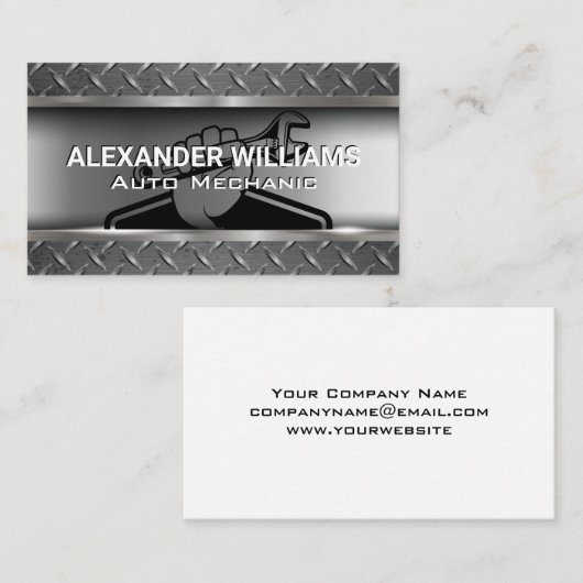 Mechanische Holding-Schlüssel | Steel Metallic Visitenkarte (Vorne/Hinten)