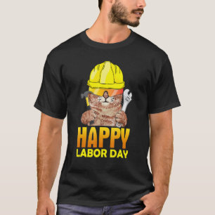 Mechanische Katze glückliche Arbeit Tag Patriotisc T-Shirt