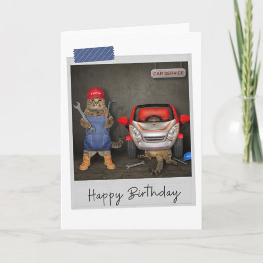 Mechanische Katzen Funny Birthday Card Karte (Vorderseite)