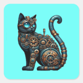 Mechanische Katzenaufkleber Quadratischer Aufkleber