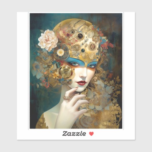 Mechanische Lady Robotic Fantasy Sci-Fi Aufkleber (Blatt)