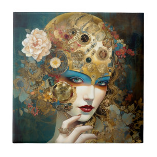 Mechanische Lady Robotic Fantasy Sci-Fi Fliese