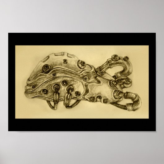 Mechanische Leber Anatomie Steampunkdruck Zeichnen Poster (Vorne)