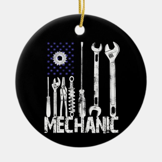 Mechanische Liebhaber| Mechanische Flagge USA Keramik Ornament (Vorne)