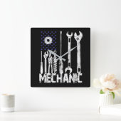 Mechanische Liebhaber | Mechanische Flagge USA Quadratische Wanduhr (Zuhause)