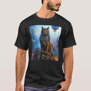Mechanische Majestät Katze Fantasy Steampunk AI Ka T-Shirt