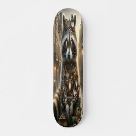 "Mechanische Marvel: Das Steampunk-Raccoon Skateboard
