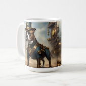 Mechanische Pfoten: Steampunk Staffordshire Terrie Kaffeetasse (Vorderseite Links)