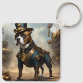 Mechanische Pfoten: Steampunk Staffordshire Terrie Schlüsselanhänger (Rückseite)