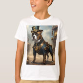 Mechanische Pfoten: Steampunk Staffordshire Terrie T-Shirt (Vorderseite)