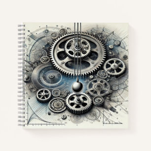 Mechanische Physik Zahnräder, Bewegung & Diagramme Notizblock