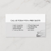 Mechanische Reparatur Visitenkarte (Rückseite)