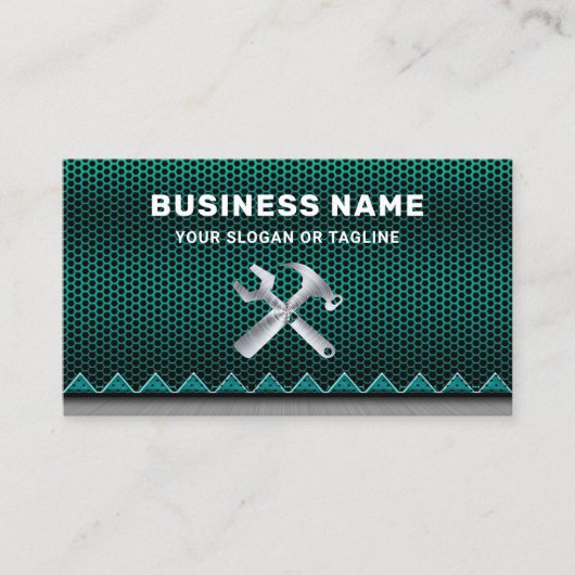 Mechanische Reparatur von Auto aus metallisch grün Visitenkarte (Vorderseite)