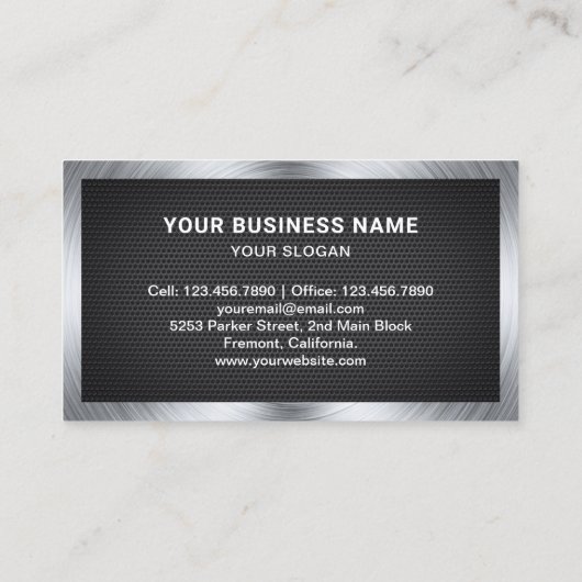 Mechanische Reparatur von Auto aus schwarzem Mesh Visitenkarte (Rückseite)