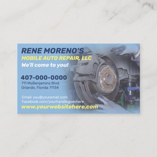 Mechanische Reparatur von Personenkraftwagen, 2 Se Visitenkarte (Vorderseite)