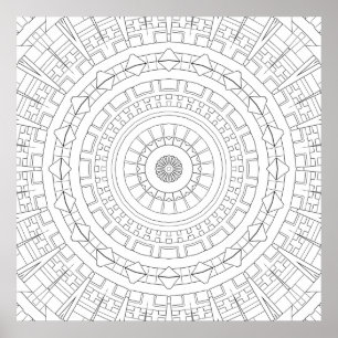 Mechanische Ring-Mandala-Präzisions-Farbkunst Poster