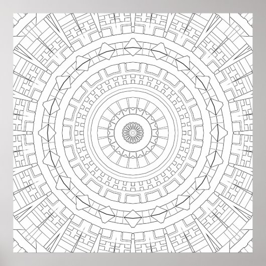 Mechanische Ring-Mandala-Präzisions-Farbkunst Poster (Vorne)