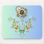 Mechanische Ruhe - Aquamarine Steampunkkunst Mousepad (Vorne)