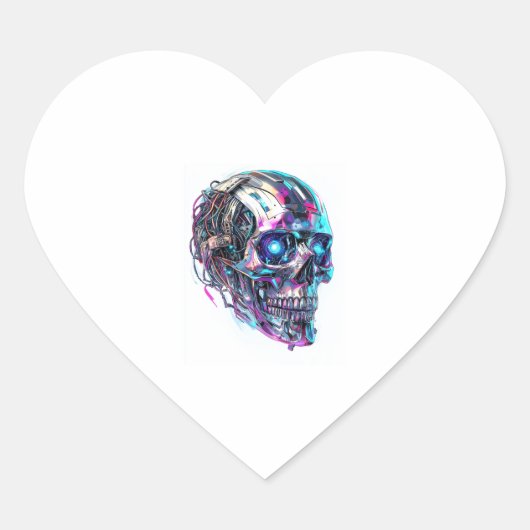 Mechanische Schädelmatrix Herz-Aufkleber (Vorderseite)