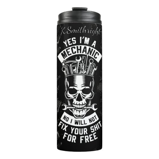 Mechanische Schädelwarnung Thermosbecher (Vorderseite)