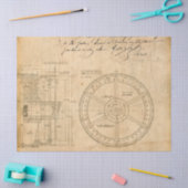 Mechanische Schaltpläne auf Tan-Decoupage Seidenpapier (Basteln)