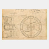 Mechanische Schaltpläne auf Tan Geschenkpapier Set (Vorderseite)