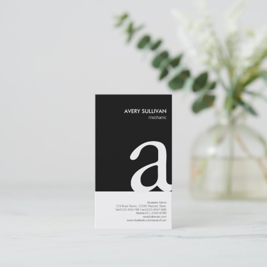 Mechanische Schwarz-weiße Monogramm-Visitenkarte Visitenkarte (Stehend Vorderseite)