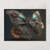 Mechanische Steampunk-Blume Schmetterling Postkarte (Vorderseite)