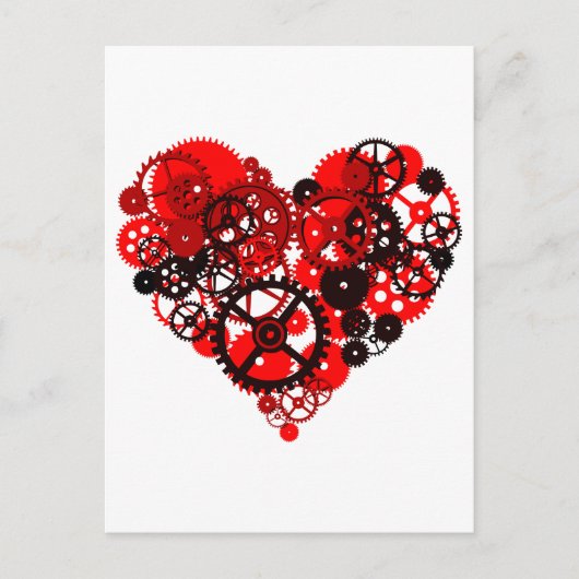 MECHANISCHE STEAMPUNK HERZ POSTKARTE (Vorderseite)