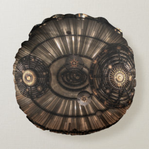 Mechanische Steampunk-Sternbilder Rundes Kissen