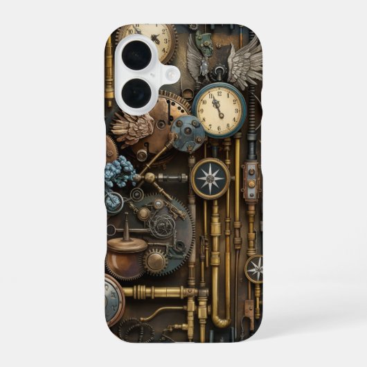 Mechanische Steampunkeleganz in Bewegung iPhone 16 Hülle (Rückseite)