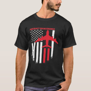 Mechanische US-amerikanische Flagge Luftfahrt T-Shirt